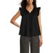 Women's Split Neck Satin Ruffle Blouse, Front