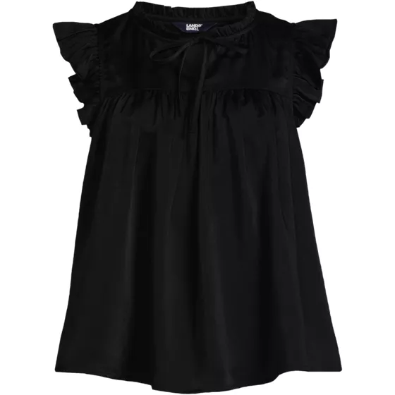 Women's Split Neck Satin Ruffle Blouse - primary