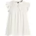 Women's Split Neck Satin Ruffle Blouse, Front