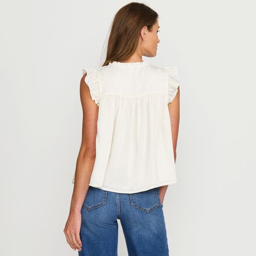 Women's Split Neck Satin Ruffle Blouse - image 2