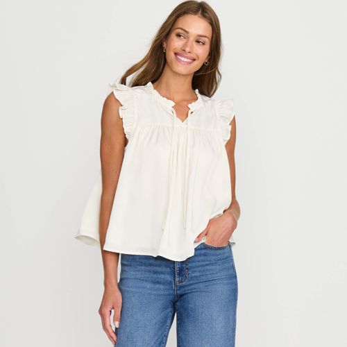 Women's Split Neck Satin Ruffle Blouse - image 3
