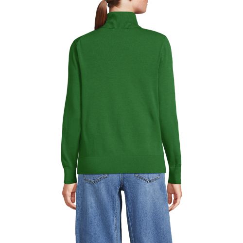  Lands' End Feinstrick-rollkragenpullover Aus Baumwolle, Damen, Größe:32-34 Regular, Grün, Baumwolle, By Lands' End 