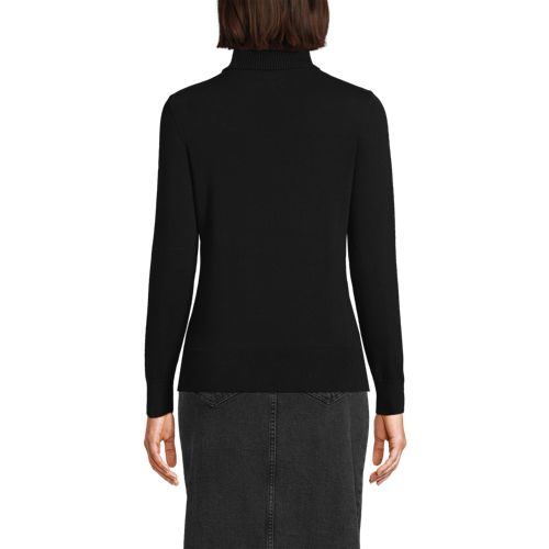  Lands' End Feinstrick-rollkragenpullover Aus Baumwolle, Damen, Größe:32-34 Regular, Schwarz, Baumwolle, By Lands' End 