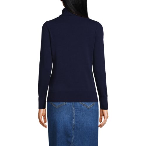  Lands' End Feinstrick-rollkragenpullover Aus Baumwolle, Damen, Größe:32-34 Regular, Blau, Baumwolle, By Lands' End 