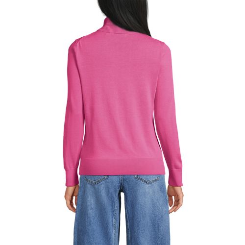  Lands' End Feinstrick-rollkragenpullover Aus Baumwolle, Damen, Größe:32-34 Regular, Pink, Baumwolle, By Lands' End 