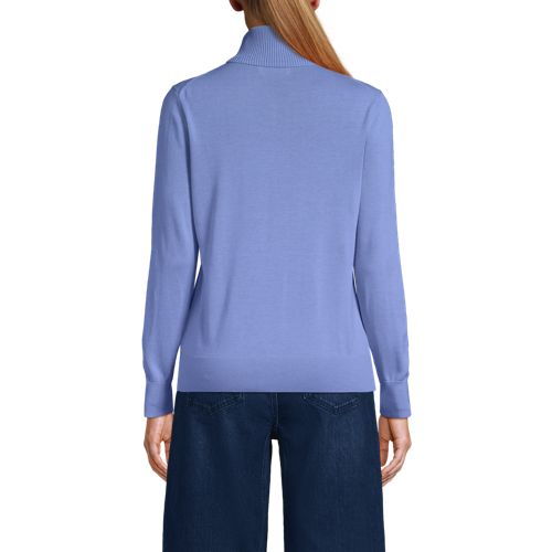  Lands' End Feinstrick-rollkragenpullover Aus Baumwolle, Damen, Größe:32-34 Regular, Blau, Baumwolle, By Lands' End 