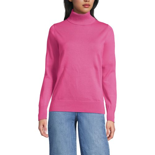  Lands' End Feinstrick-rollkragenpullover Aus Baumwolle, Damen, Größe:32-34 Regular, Pink, Baumwolle, By Lands' End 