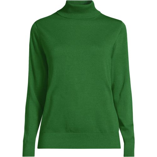  Lands' End Feinstrick-rollkragenpullover Aus Baumwolle, Damen, Größe:32-34 Regular, Grün, Baumwolle, By Lands' End 