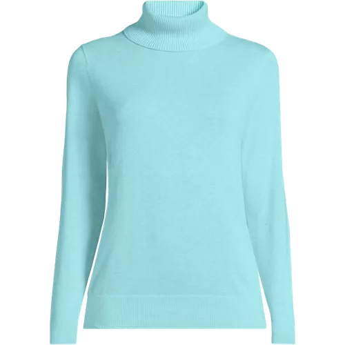 Women's Plus Size Fine Gauge Cotton Turtleneck Sweater, Front