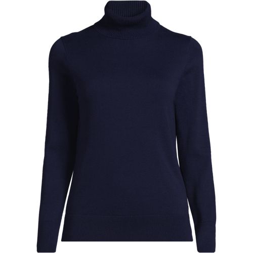  Lands' End Feinstrick-rollkragenpullover Aus Baumwolle, Damen, Größe:32-34 Regular, Blau, Baumwolle, By Lands' End 