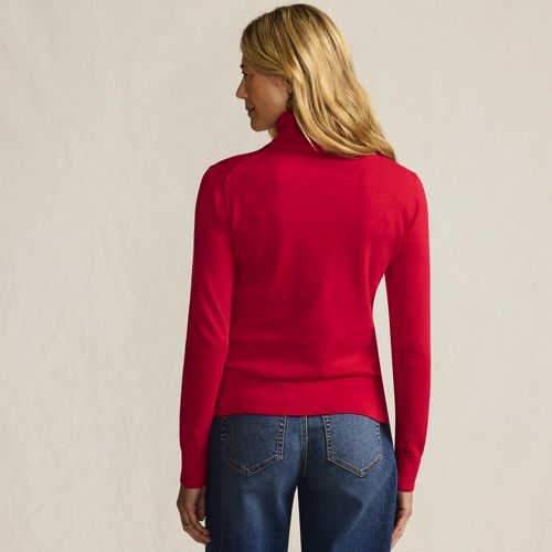  Lands' End Feinstrick-rollkragenpullover Aus Baumwolle, Damen, Größe:32-34 Regular, Rot, Baumwolle, By Lands' End 