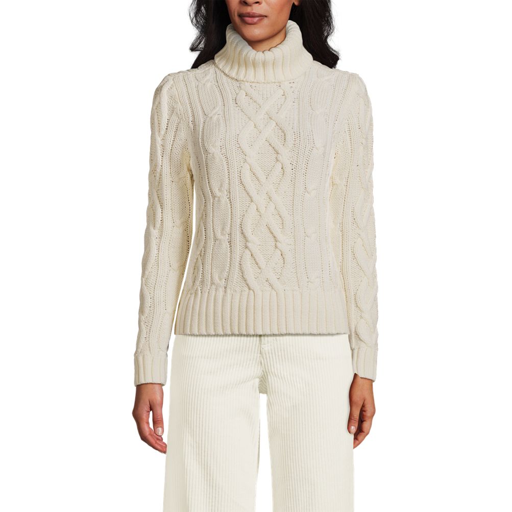 Cotton cable turtleneck sweater best sale