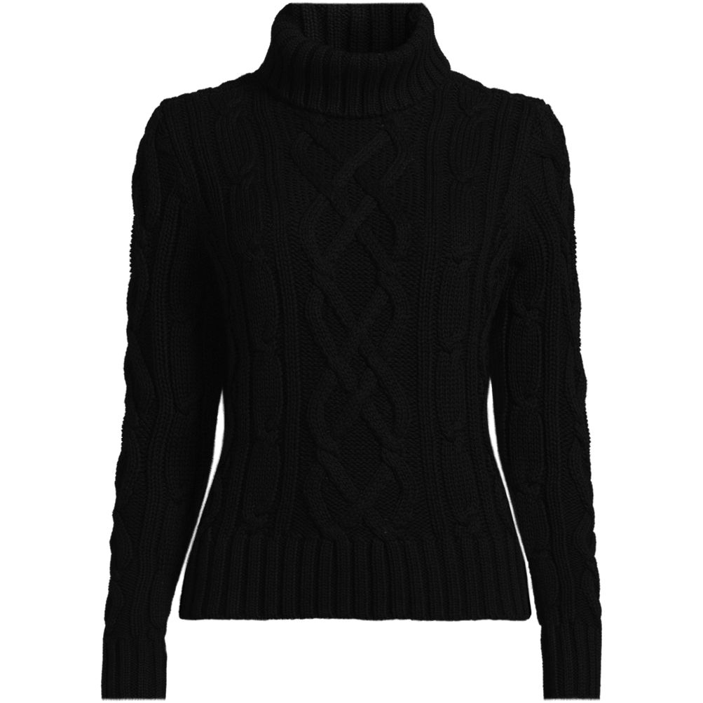 売れ筋商品|||ランズエンド ニット&セーター アウター レディース Plus Size Drifter Cable Turtleneck Sweater Black Women's Drifter Cable Turtleneck Sweater | Lands' End