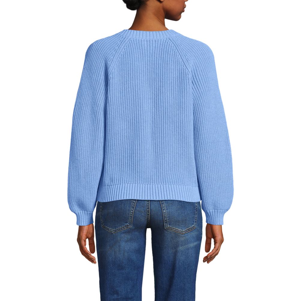 トップス ENFOLD LAYERED BALLOON-SLEEVE PULLOVER Peak Floral Balloon Sleeve Pullover in Ivory & Blue | AS Revival
