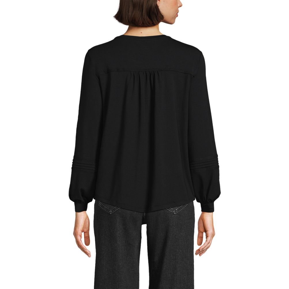 売れ筋商品|||ランズエンド カットソー トップス レディース Women's Long Sleeve Lightweight Jersey Surplice Blouse Ivory Women's Long Sleeve Lightweight Jersey Pintuck Embroidery