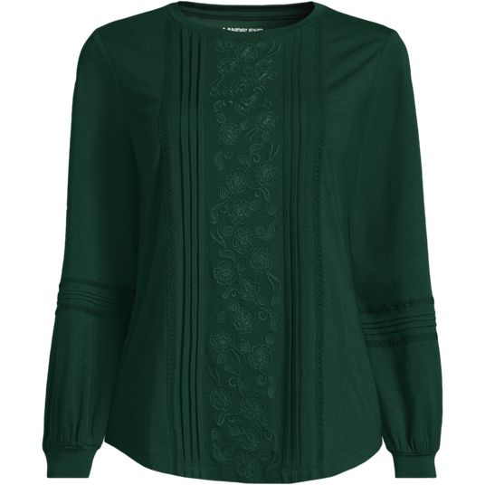 Womens Black Green Cotton Shirts & Blouses | Lands' End