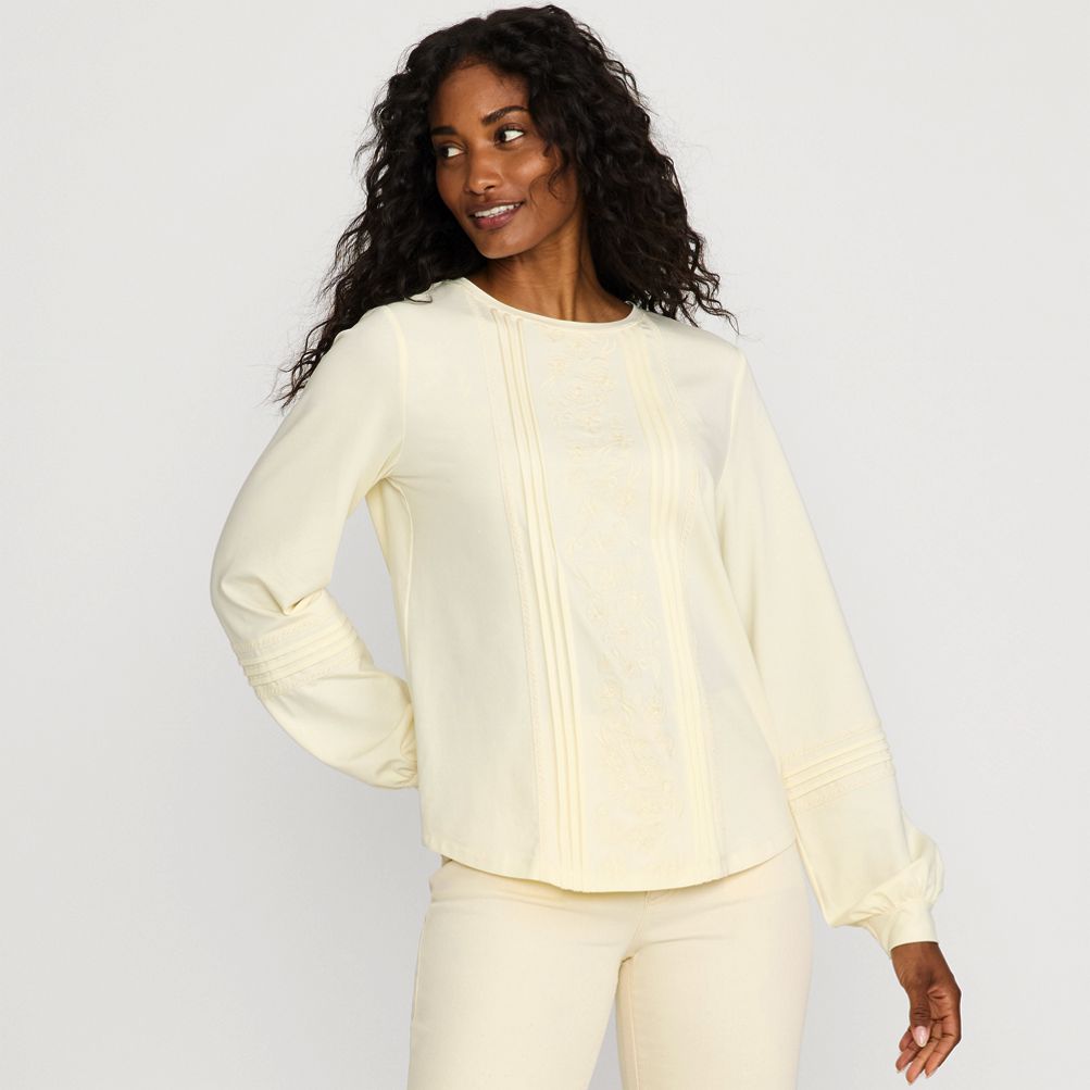 売れ筋商品|||ランズエンド カットソー トップス レディース Women's Long Sleeve Lightweight Jersey Surplice Blouse Ivory Women's Lightweight Jersey Skimming Long Sleeve Scoop Neck T