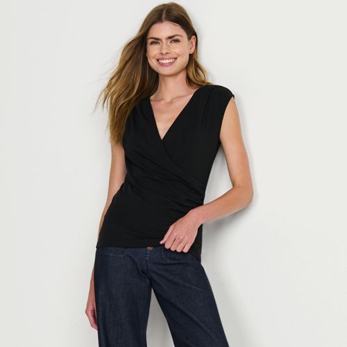 Women's Drapey Rib Fitted Tank Top | Lands' End