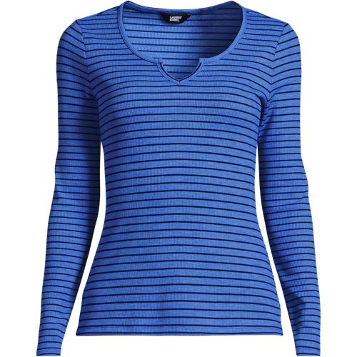 Women's Lightweight Waffle Long Sleeve Notch Neck T-Shirt
