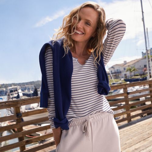Women's Wide Rib Polo Shirt | Lands' End