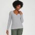 Women's Lightweight Waffle Long Sleeve Notch Neck T-Shirt, Front