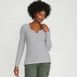 Women's Lightweight Waffle Long Sleeve Notch Neck T-Shirt, Front