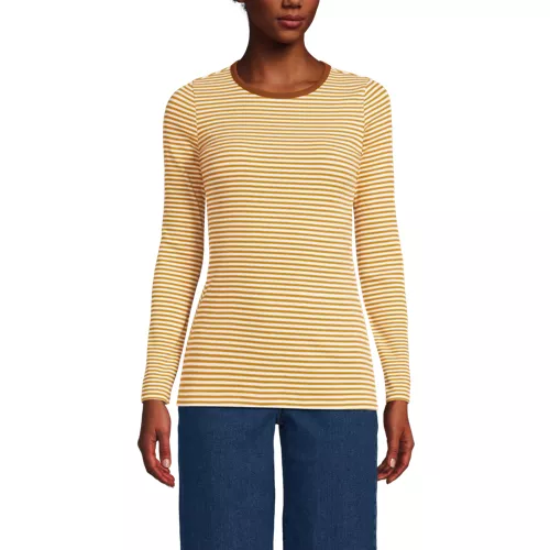 Women's Long Sleeve Micro Rib T-Shirt, Front