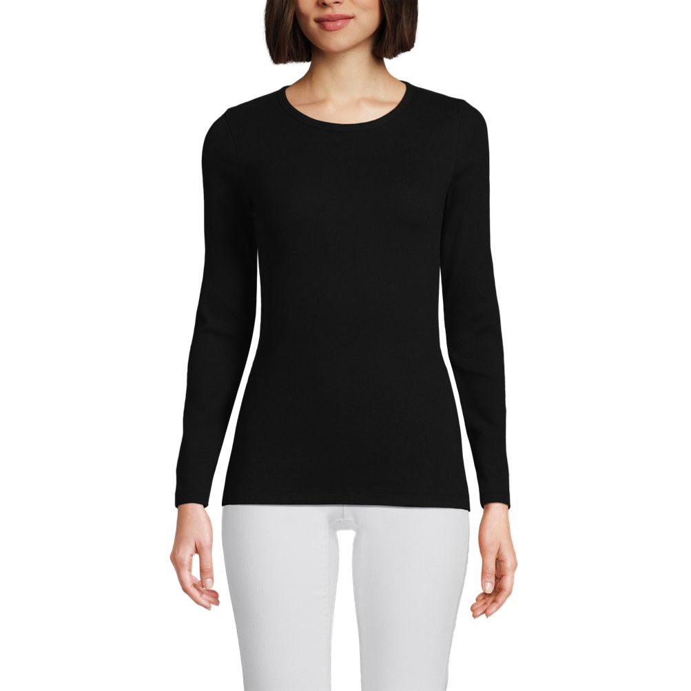 Women's Long Sleeve Micro Rib T-Shirt | Lands' End