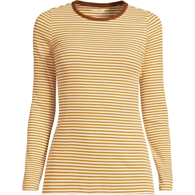 Women's Plus Size Long Sleeve Micro Rib T-Shirt, Front
