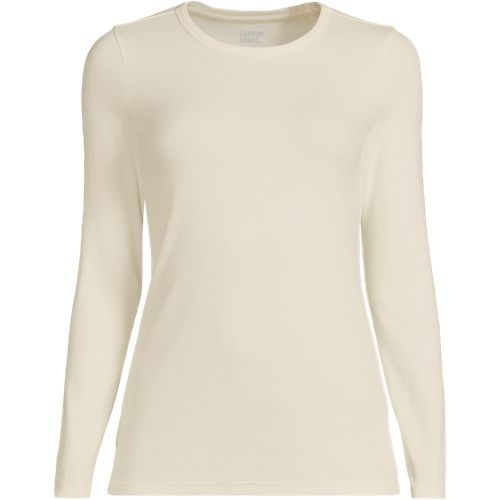 売れ筋商品|||ランズエンド カットソー トップス レディース Women's Drapey Rib Skimming Long Sleeve Henley T-Shirt Fresh ivory Women's Drapey Rib Skimming Long Sleeve Henley T-Shirt