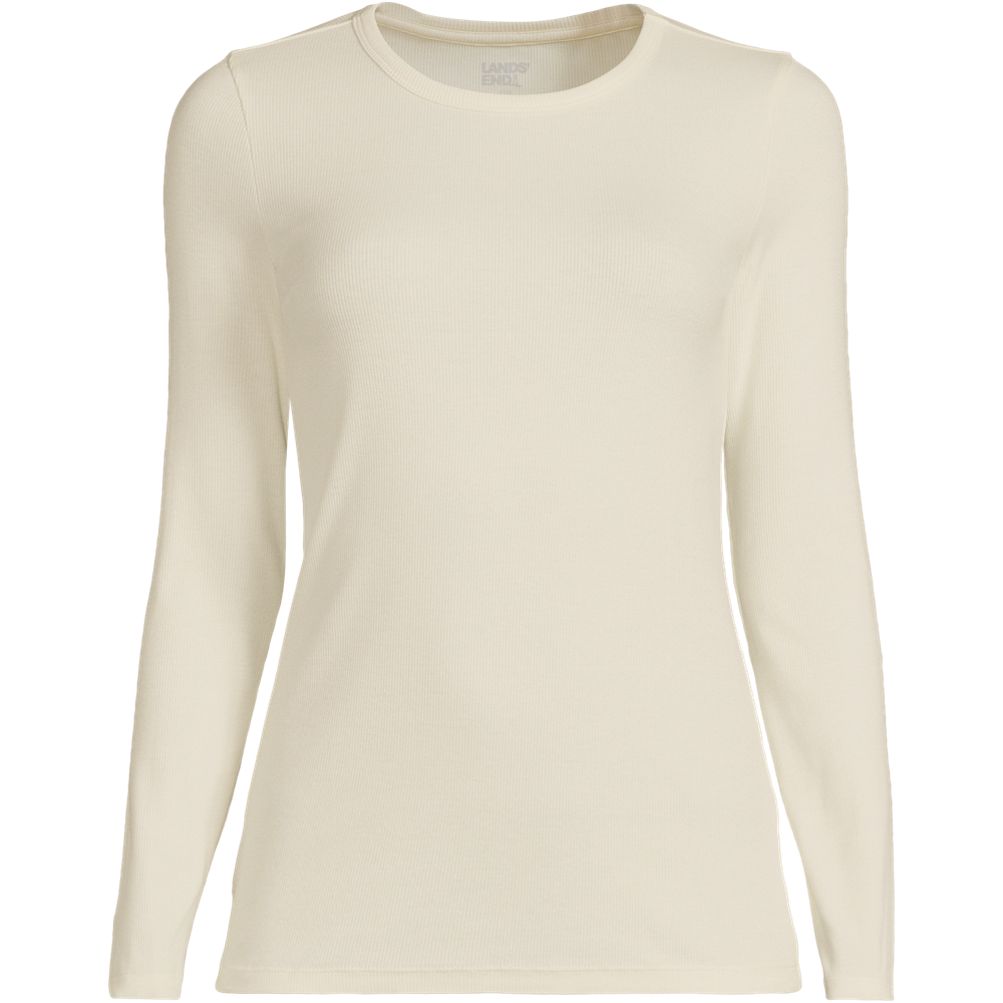 Women's Plus Size Long Sleeve Micro Rib T-Shirt | Lands' End