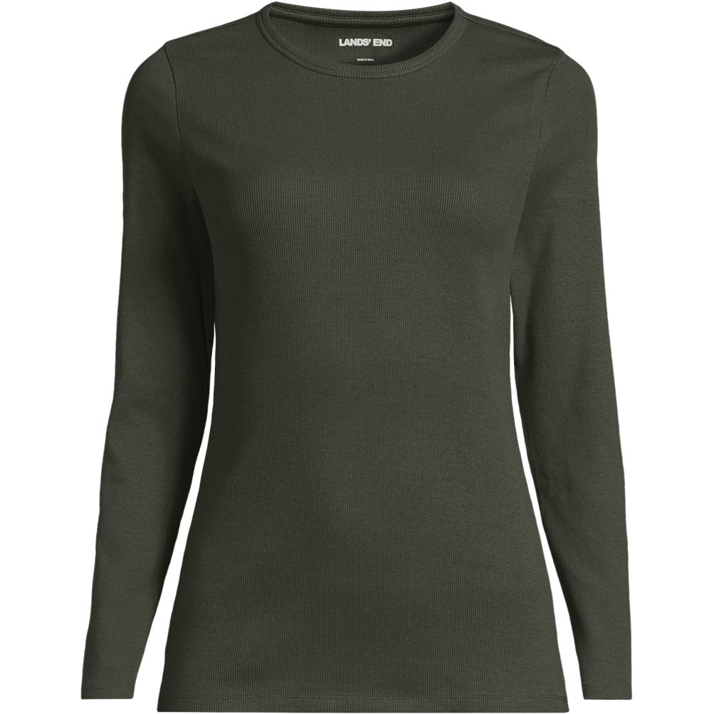 トップス STRONG RIB T LONG GRAY Women's Long Sleeve Micro Rib T-Shirt | Lands' End