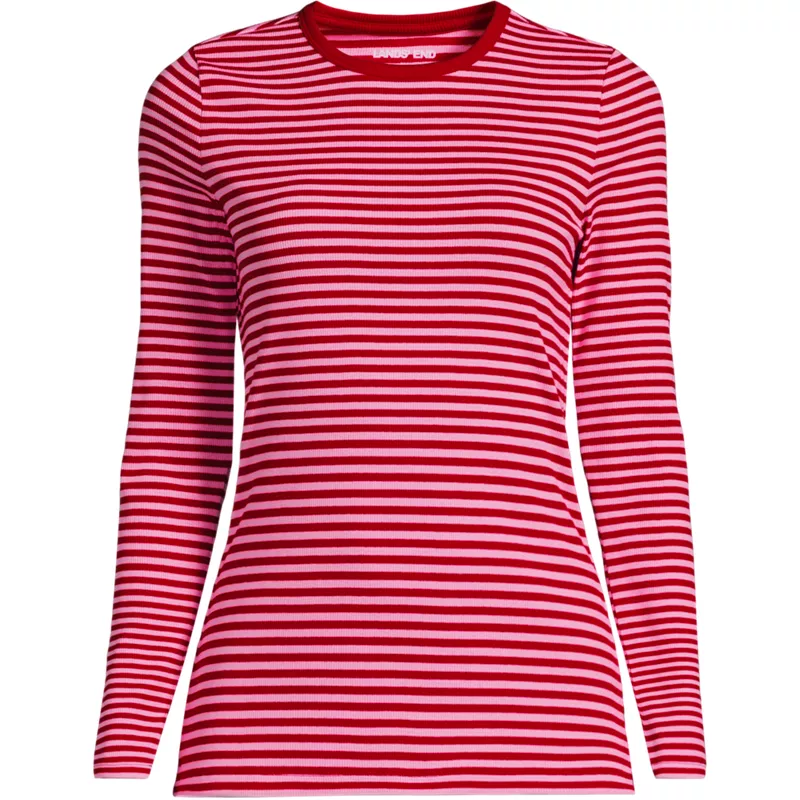 Women's Long Sleeve Micro Rib T-Shirt, Front