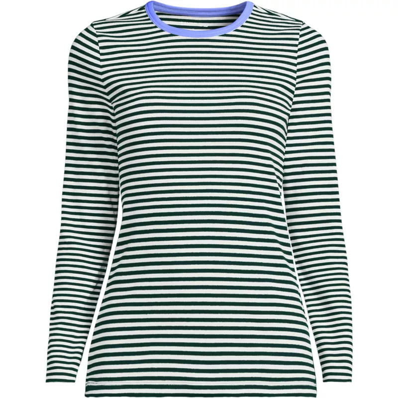 Women's Plus Size Long Sleeve Micro Rib T-Shirt, Front