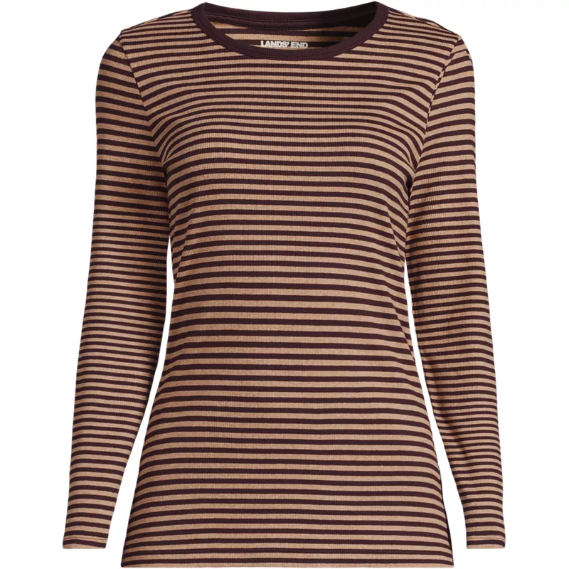 Women's Long Sleeve Micro Rib T-Shirt, Front