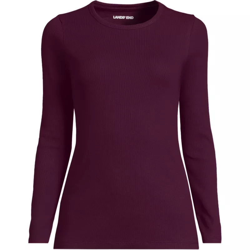 Women's Long Sleeve Micro Rib T-Shirt, Front
