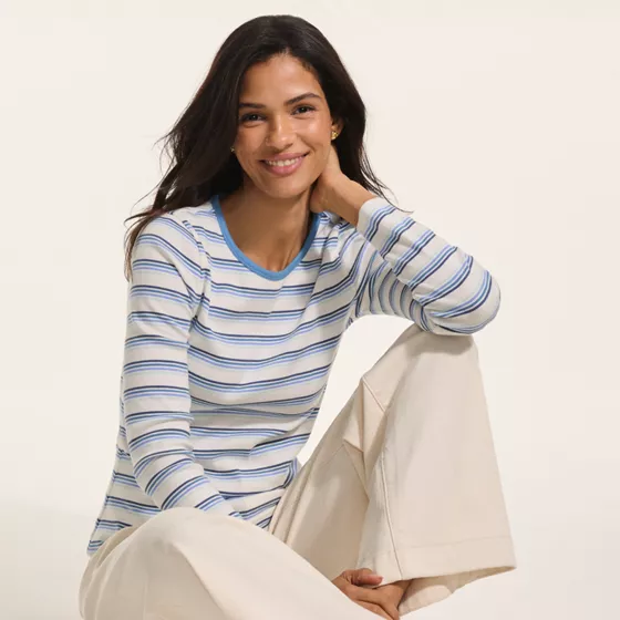 Women's Petite Long Sleeve Micro Rib T-Shirt - primary