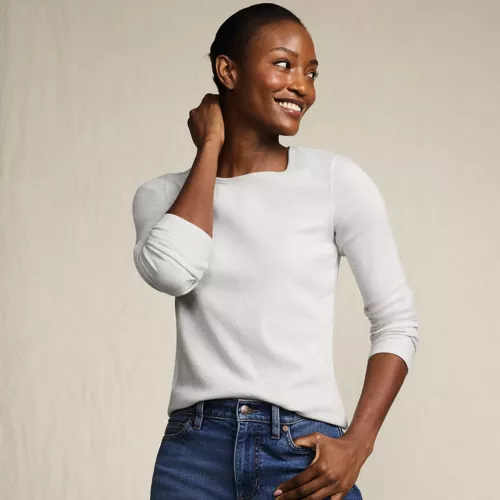 Women's Long Sleeve Micro Rib T-Shirt, alternative image