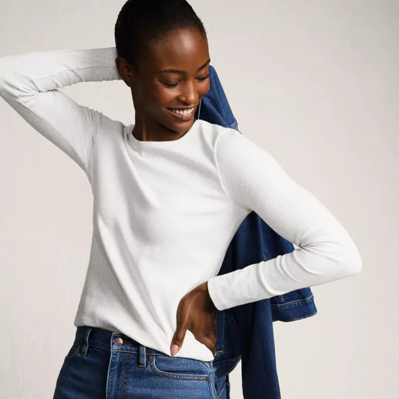 Women's Long Sleeve Micro Rib T-Shirt, alternative image