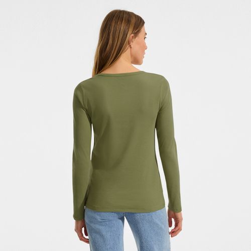  Lands' End Langarmshirt Aus Mikrofeinem Baumwollripp, Damen, Größe:40-42 Petite, Grün, Baumwolle/elasthan, By Lands' End 