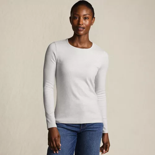 Women's Long Sleeve Micro Rib T-Shirt, Front