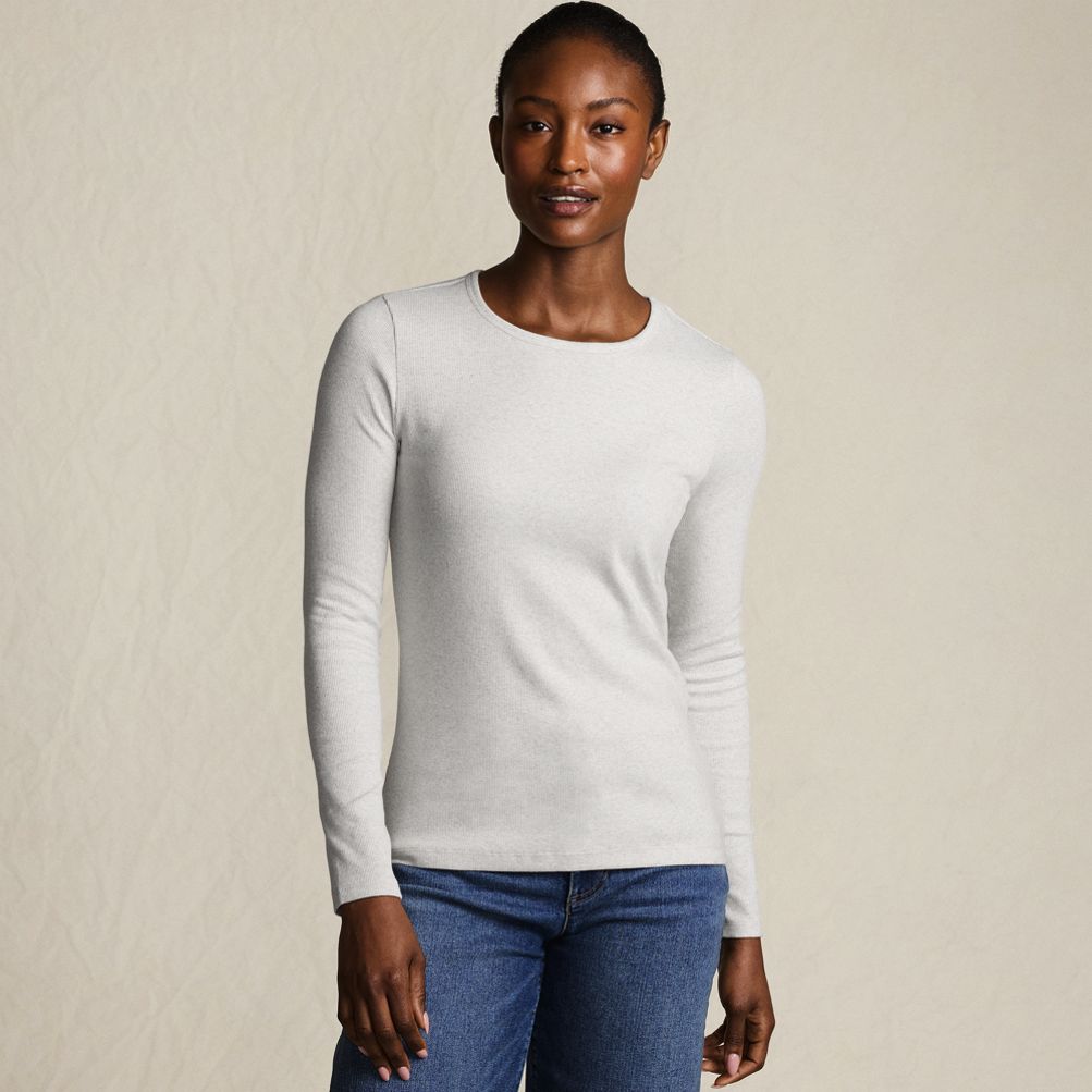 Women's Long Sleeve Micro Rib T-Shirt | Lands' End