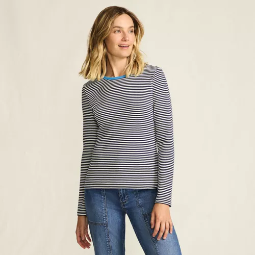 Women's Long Sleeve Micro Rib T-Shirt, Front
