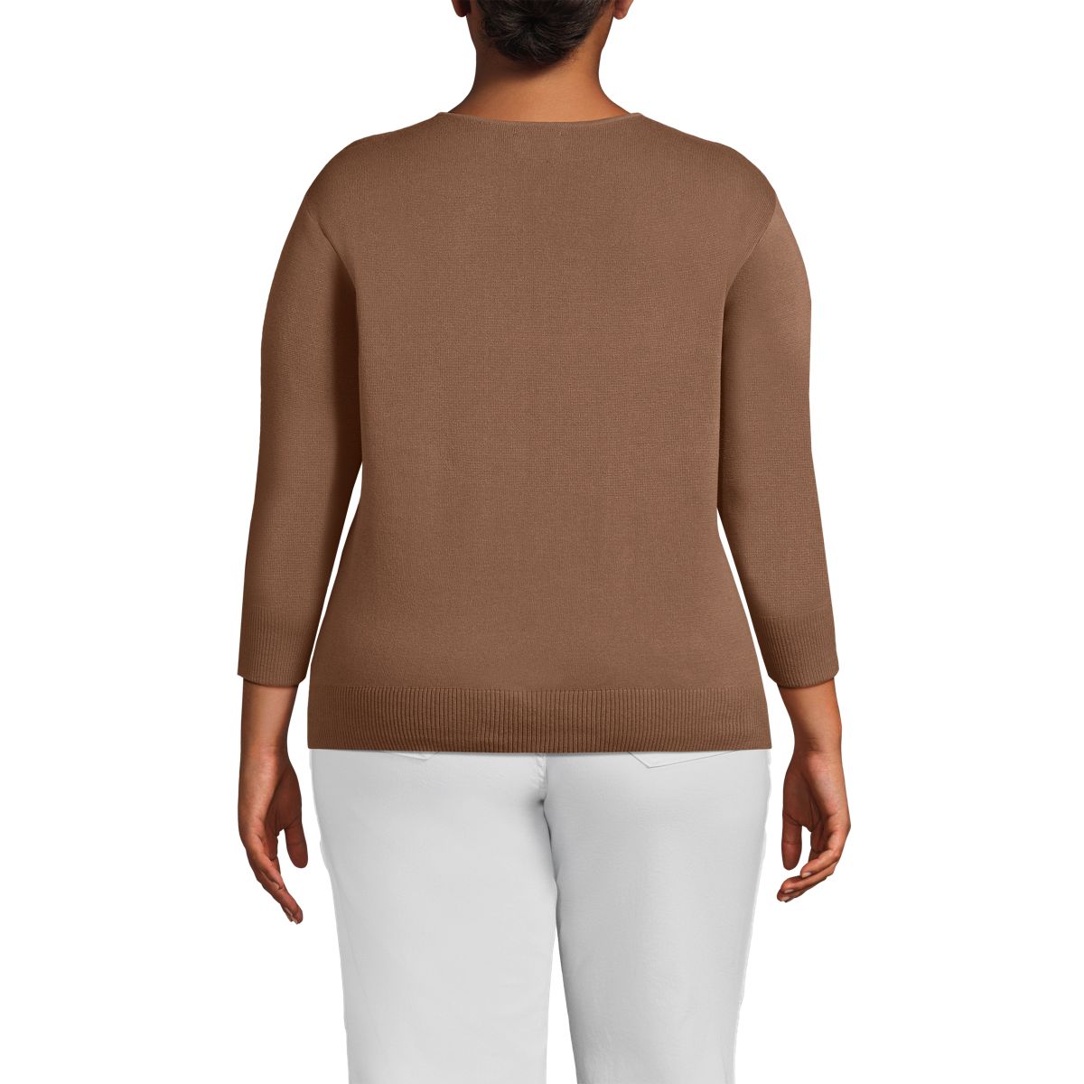 Women's 3/4 Sleeve Fine Gauge Cotton Sweater