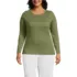 Women's Plus Size Long Sleeve Micro Rib T-Shirt, Front