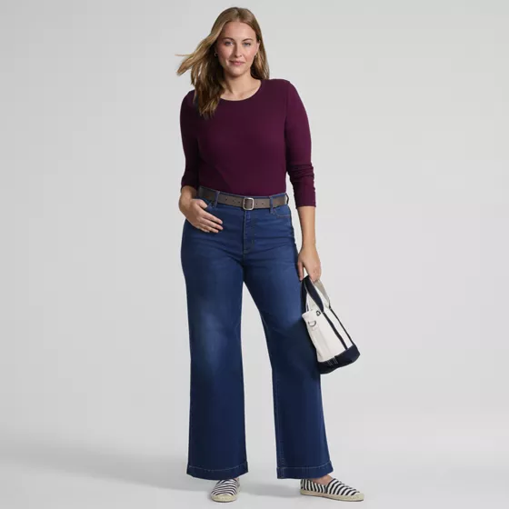 Women's Plus Size Long Sleeve Micro Rib T-Shirt - primary