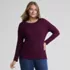 Women's Plus Size Long Sleeve Micro Rib T-Shirt, Front