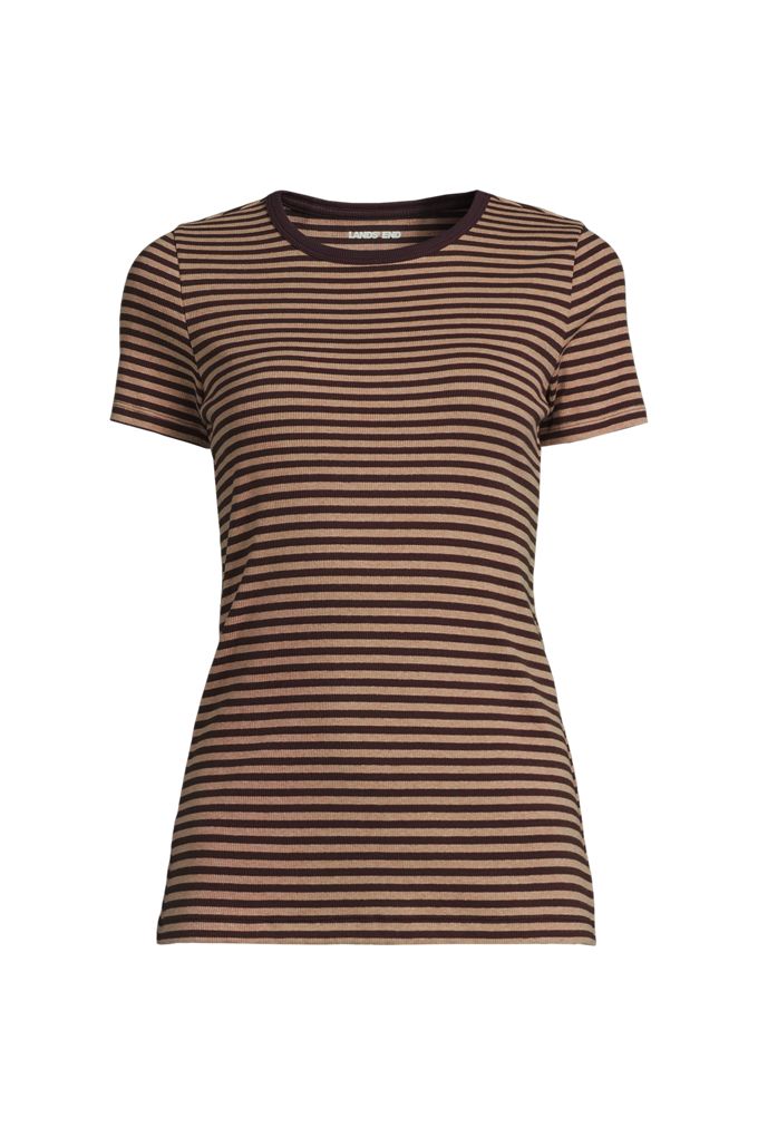 Women's Tall Micro Rib T-Shirt - Lands' End - Brown - XL