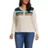Women's Plus Size Long Sleeve Cozy Rib Henley Top, Front