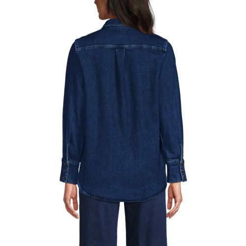 Women's Soft Denim Twill Button Front Shirt - image 3